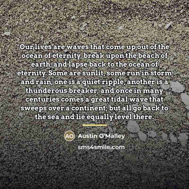 “Our lives are waves that come up out of the…” quote by Austin O'Malley
