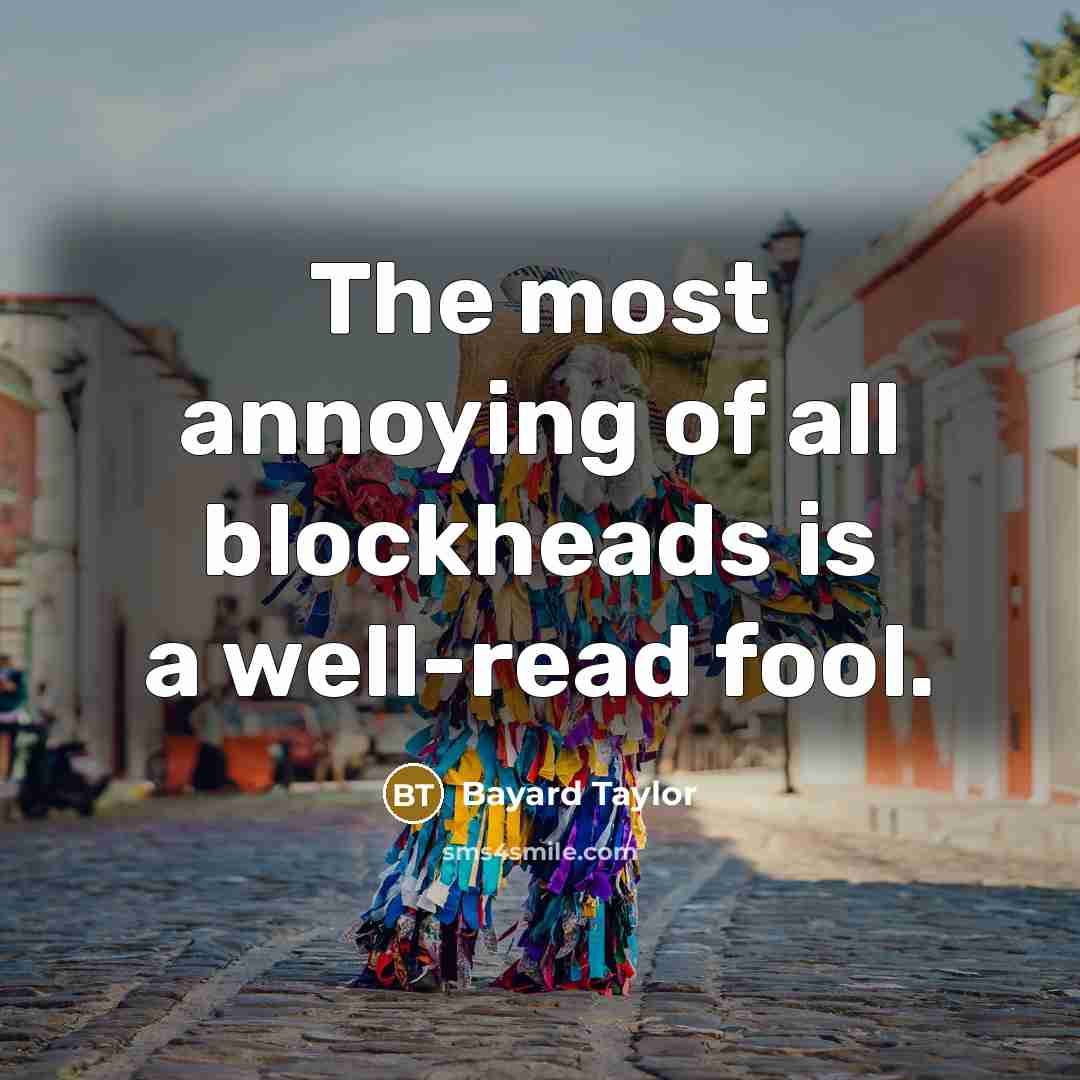 “The most annoying of all blockheads is a well-read fool.…” quote by Bayard Taylor