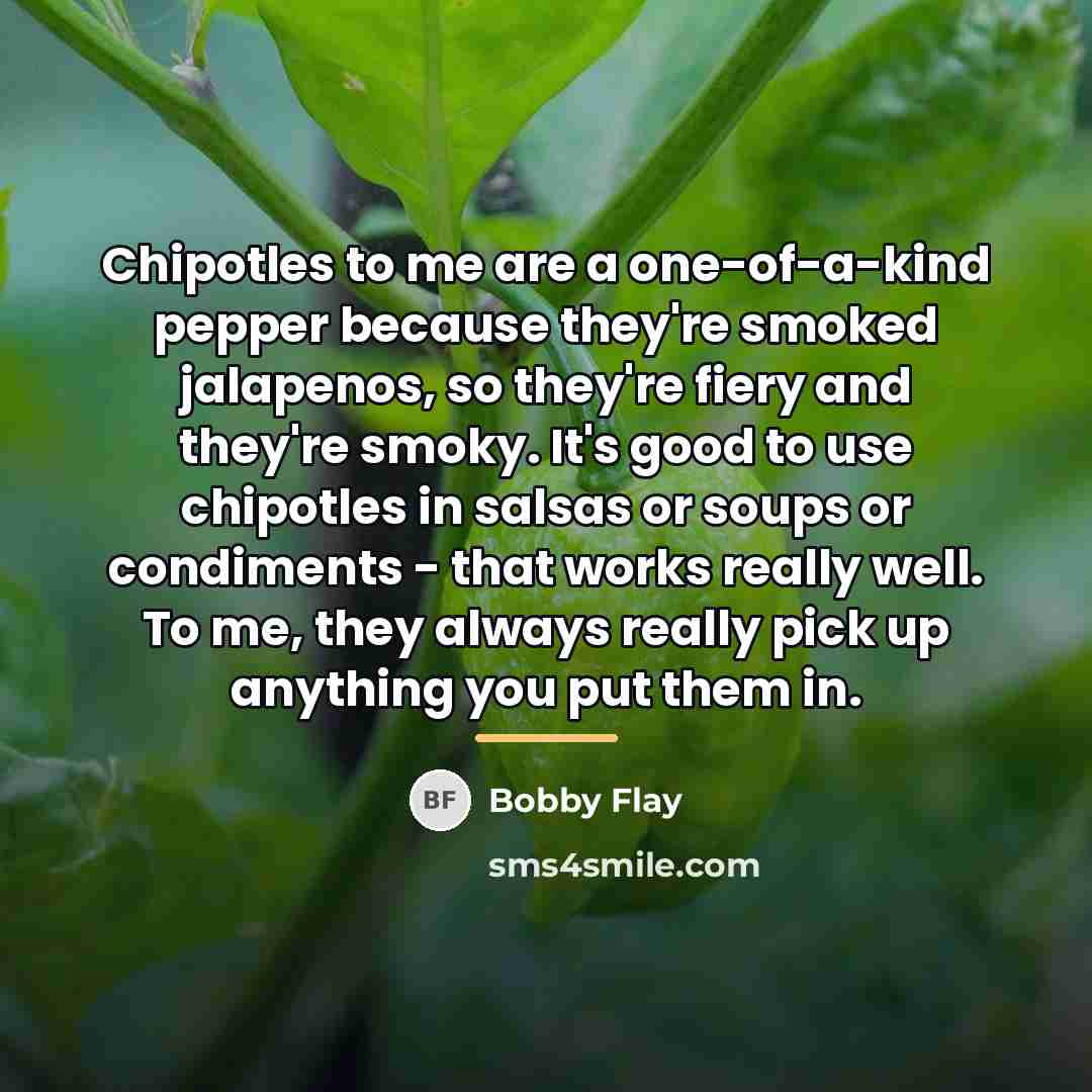“Chipotles to me are a one-of-a-kind pepper because they're smoked…” quote by Bobby Flay