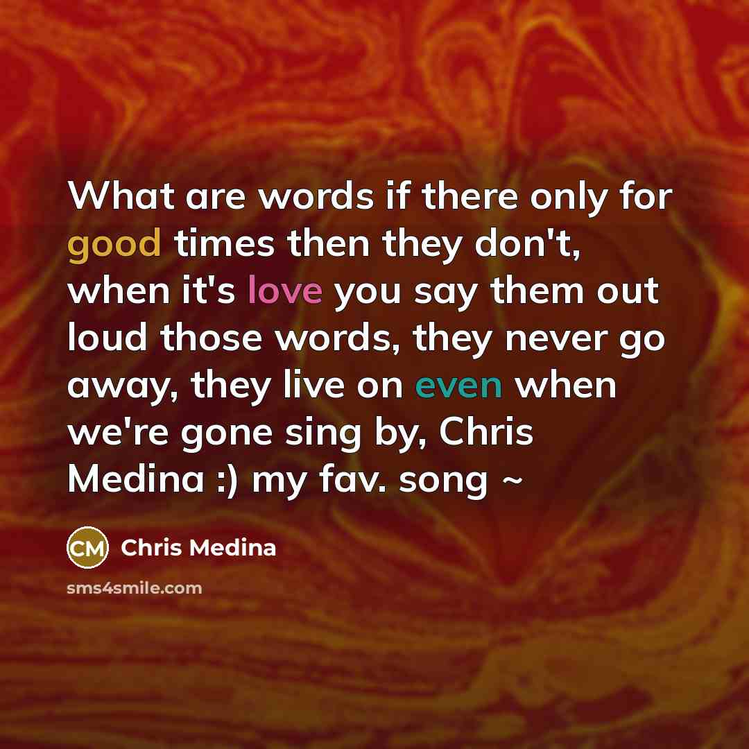 “What are words if there only for good times then…” quote by Chris Medina