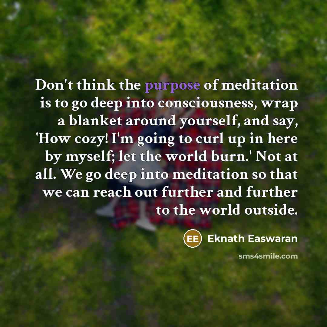“Don't think the purpose of meditation is to go deep…” quote by Eknath Easwaran