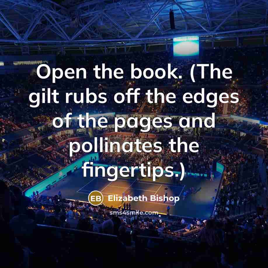 “Open the book. (The gilt rubs off the edges of…” quote by Elizabeth Bishop