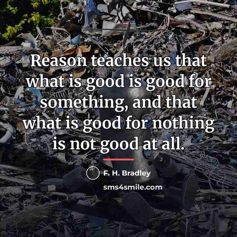“Reason teaches us that what is good is good for…” quote by F. H. Bradley