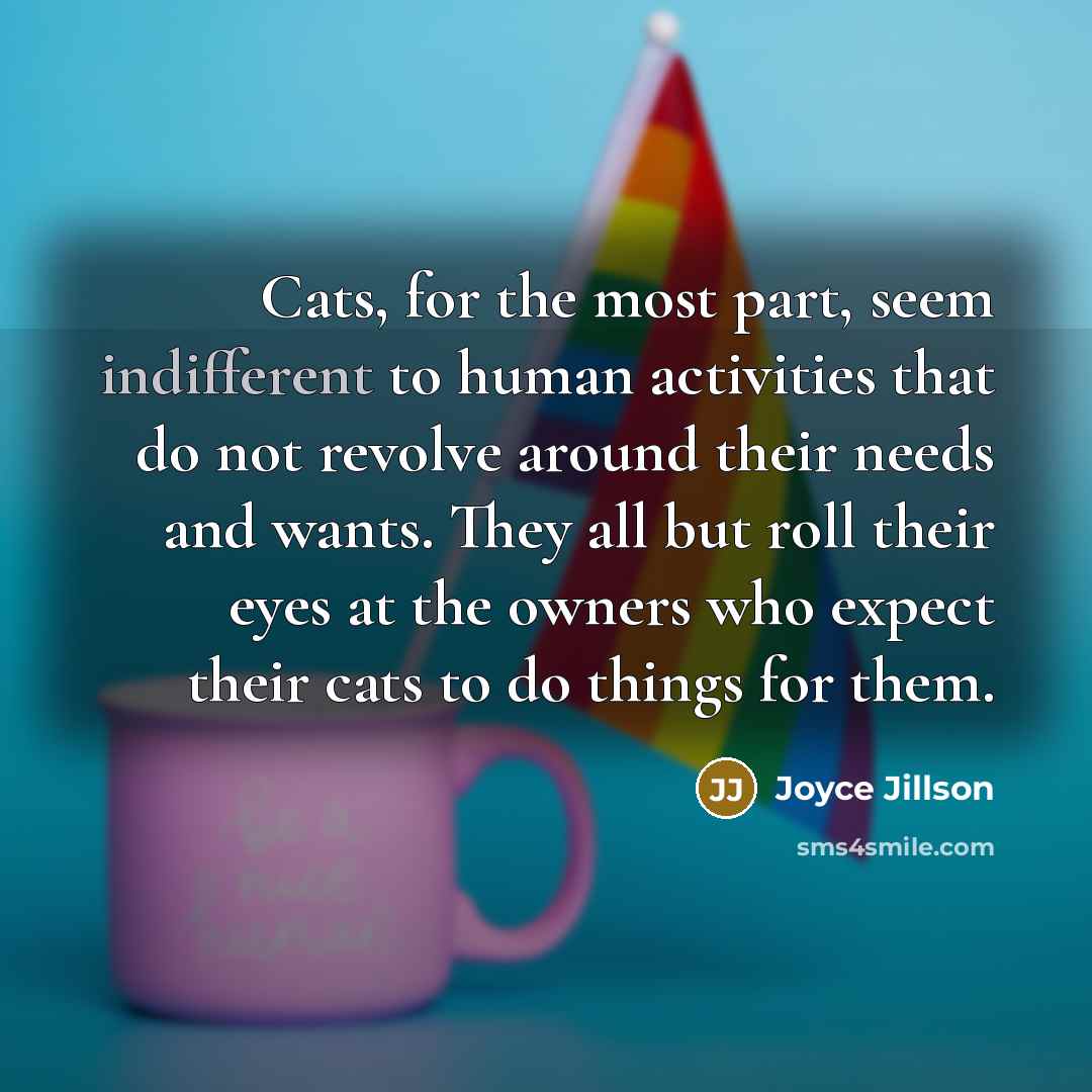 “Cats, for the most part, seem indifferent to human activities…” quote by Joyce Jillson