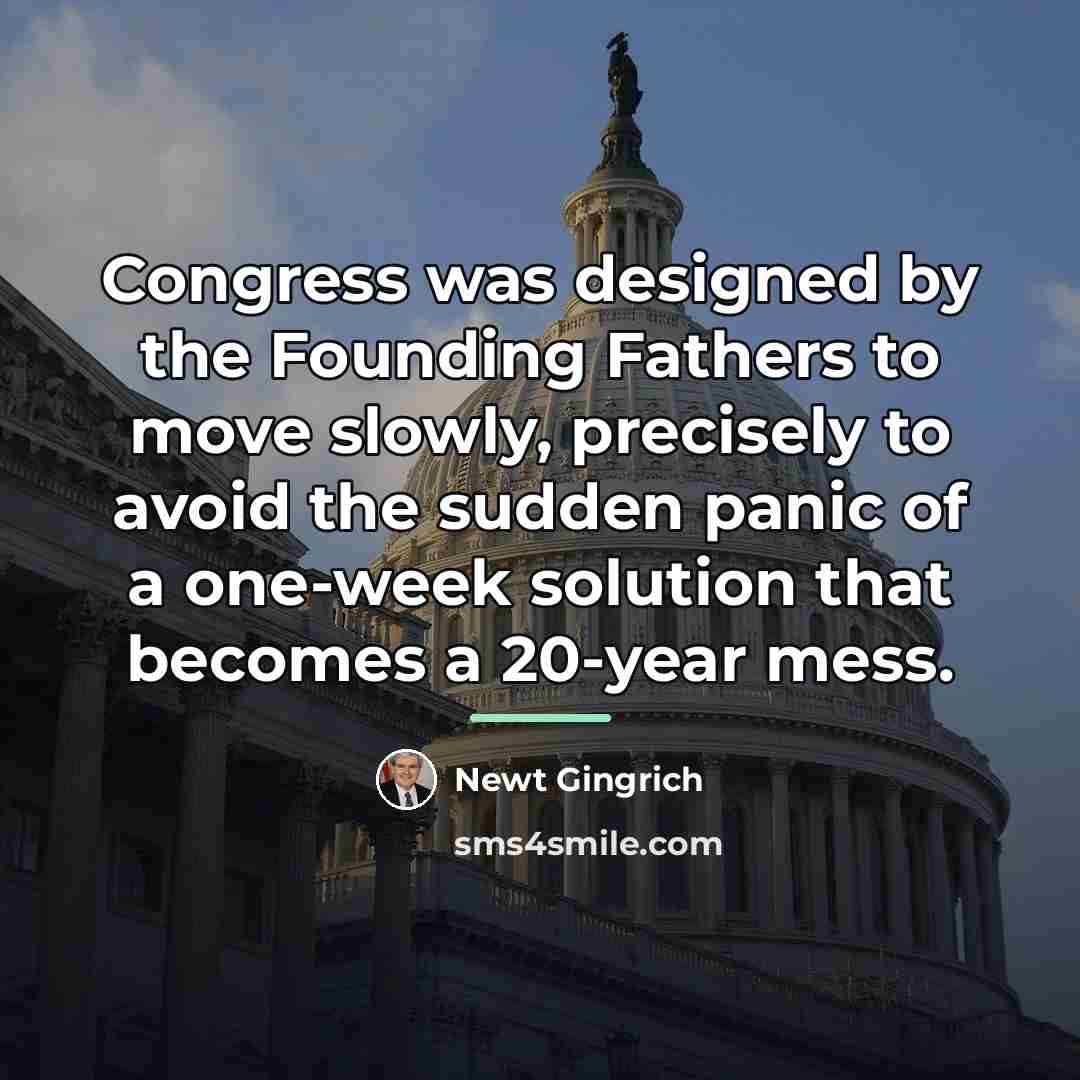 “Congress was designed by the Founding Fathers to move slowly,…” quote by Newt Gingrich