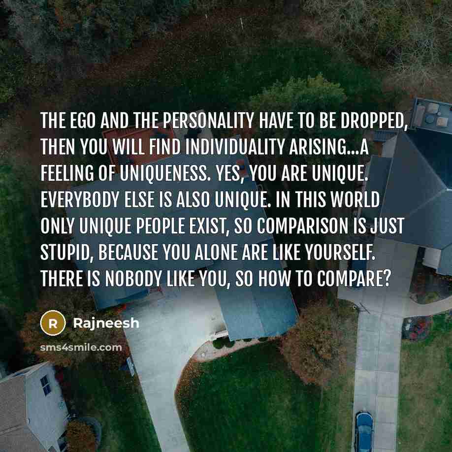 “The ego and the personality have to be dropped, then…” quote by Rajneesh