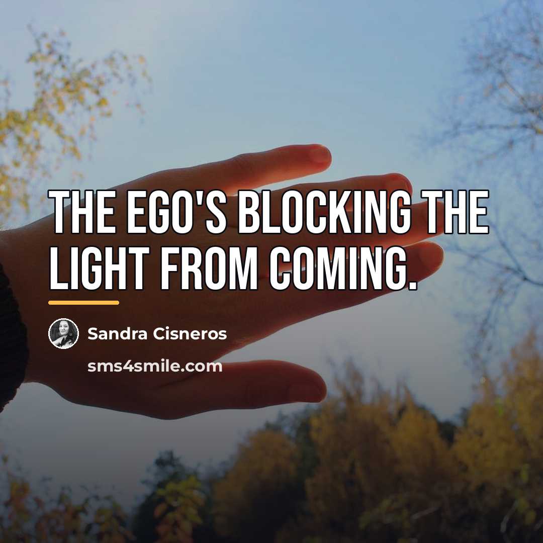 “The ego's blocking the light from coming.…” quote by Sandra Cisneros