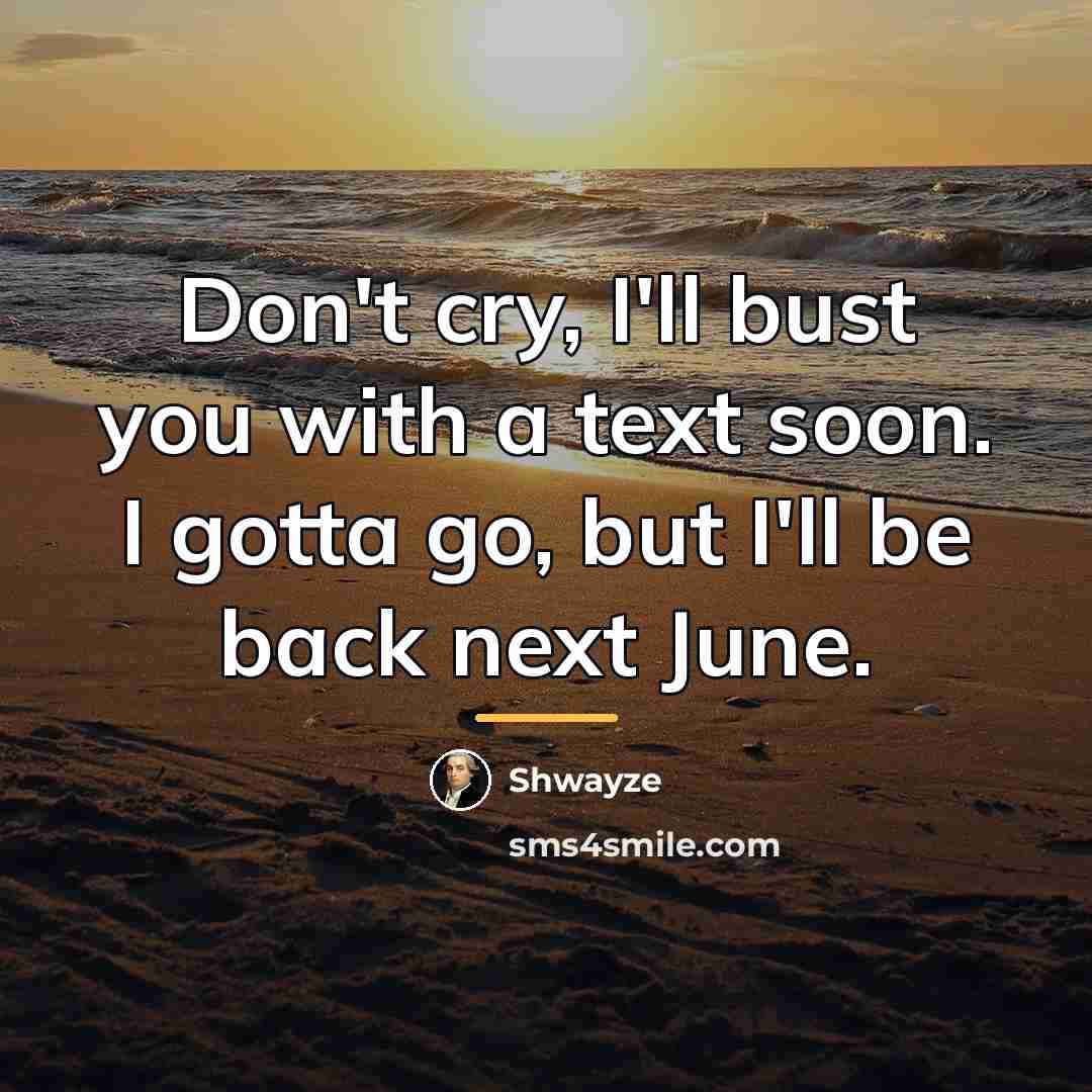 “Don't cry, I'll bust you with a text soon. I…” quote by Shwayze