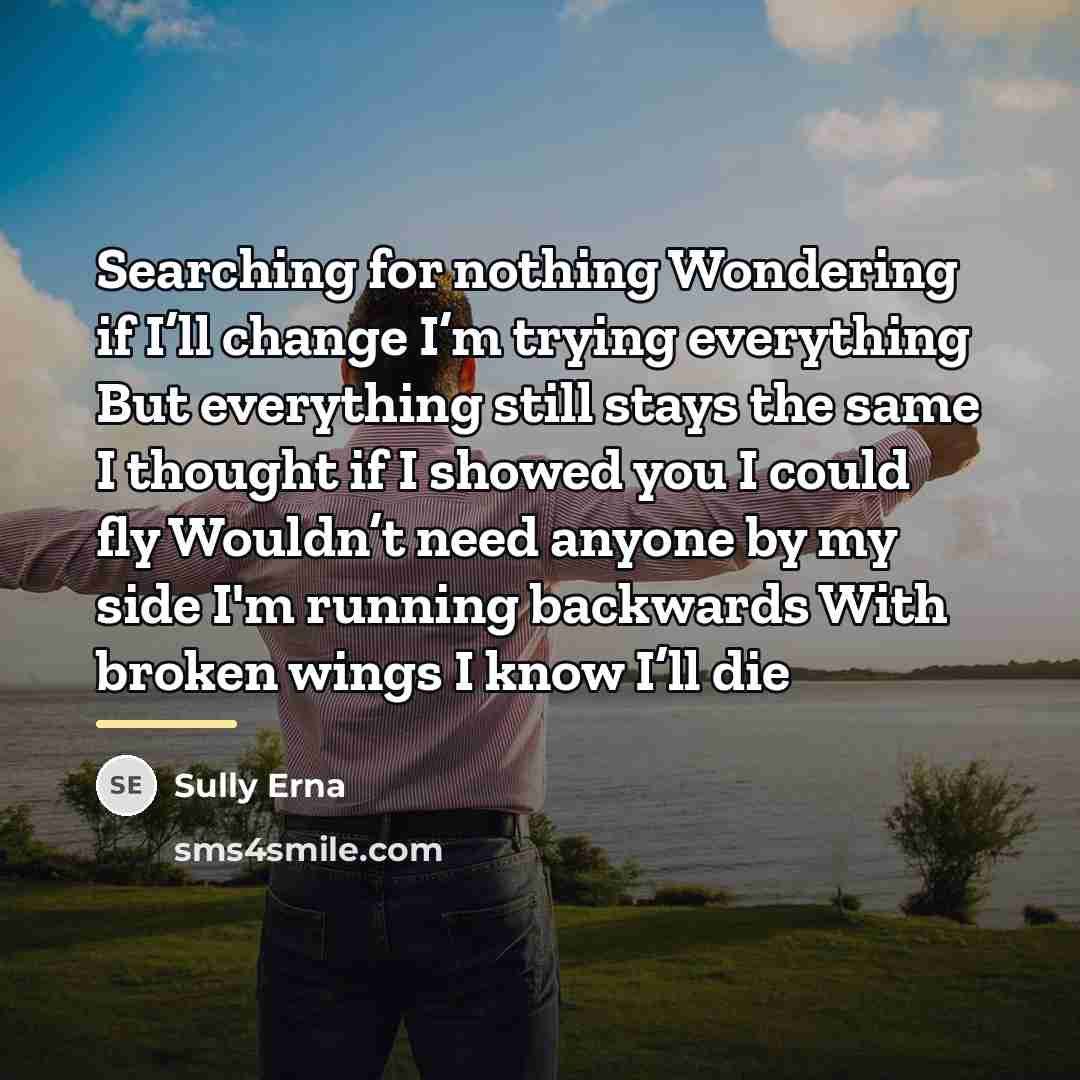 “Searching for nothing Wondering if I’ll change I’m trying everything…” quote by Sully Erna