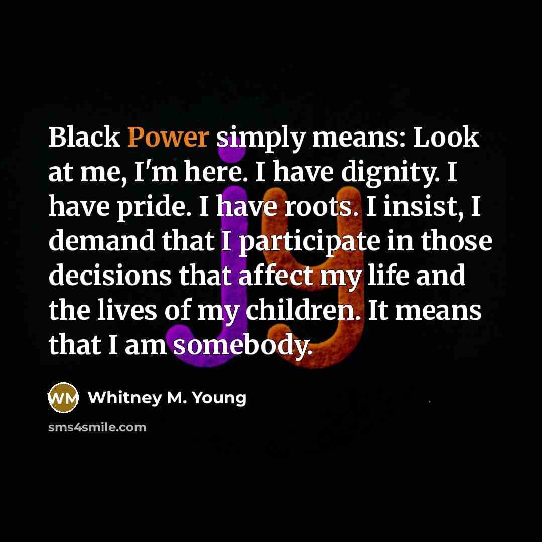 “Black Power simply means: Look at me, I'm here. I…” quote by Whitney M. Young