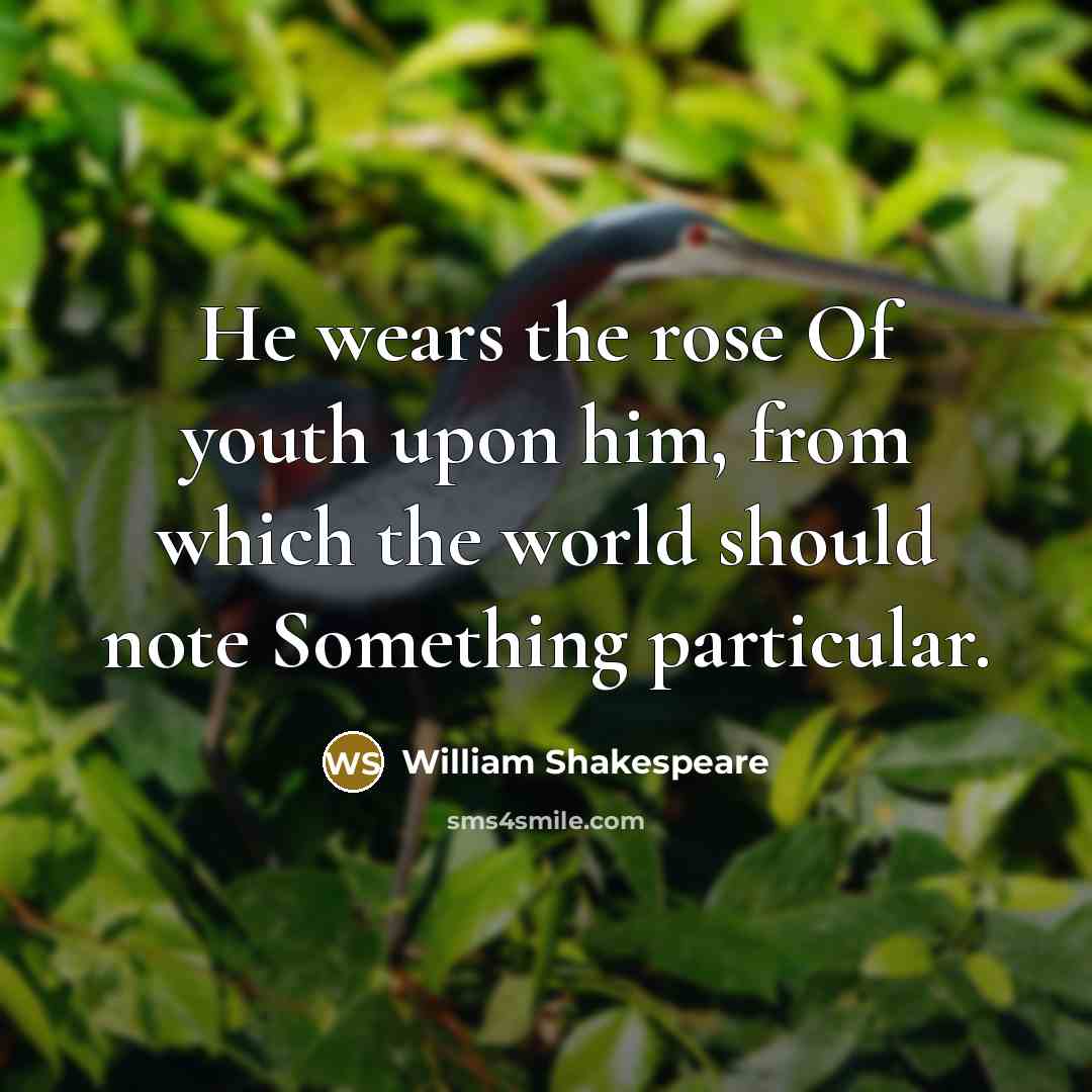 “He wears the rose Of youth upon him, from which…” quote by William Shakespeare