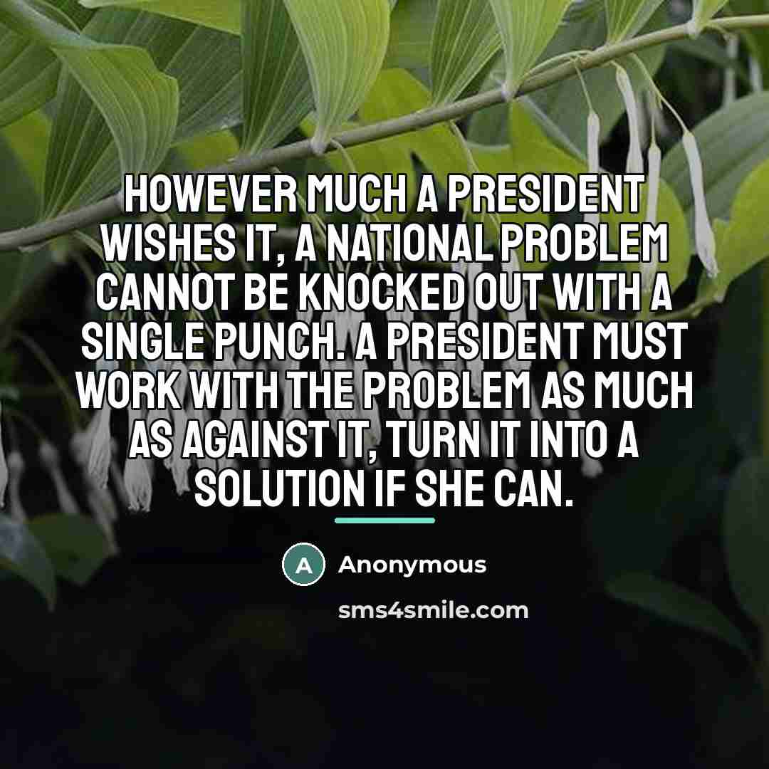 “However much a president wishes it, a national problem cannot…” quote by Anonymous