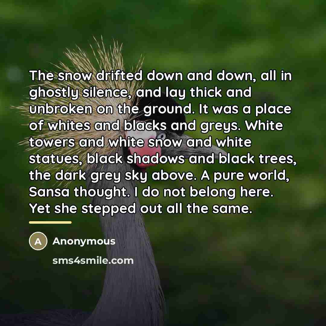 “The snow drifted down and down, all in ghostly silence,…” quote by Anonymous