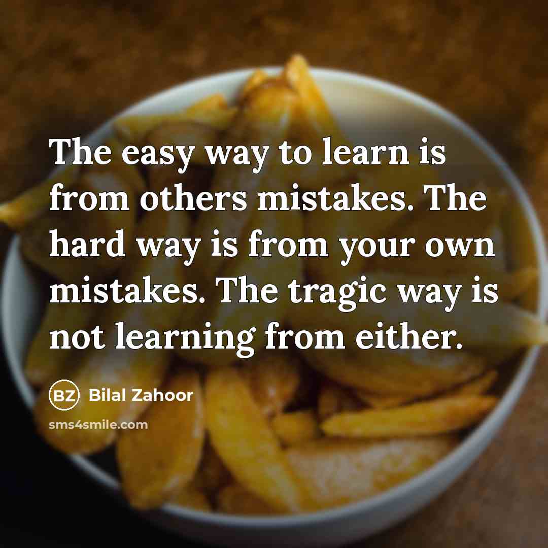 “The easy way to learn is from others mistakes. The…” quote by Bilal Zahoor