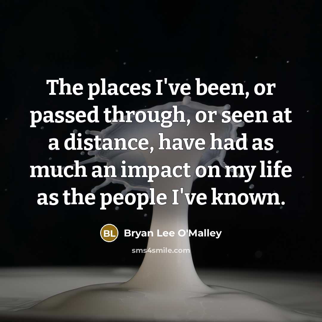 “The places I've been, or passed through, or seen at…” quote by Bryan Lee O'Malley