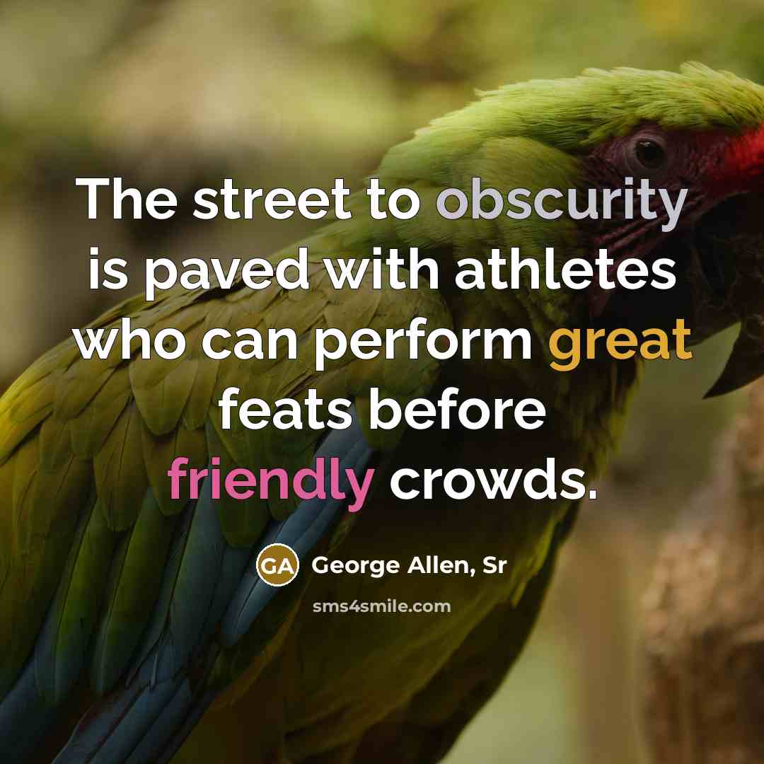 “The street to obscurity is paved with athletes who can perform great feats before friendly crowds.” quote by George Allen, Sr
