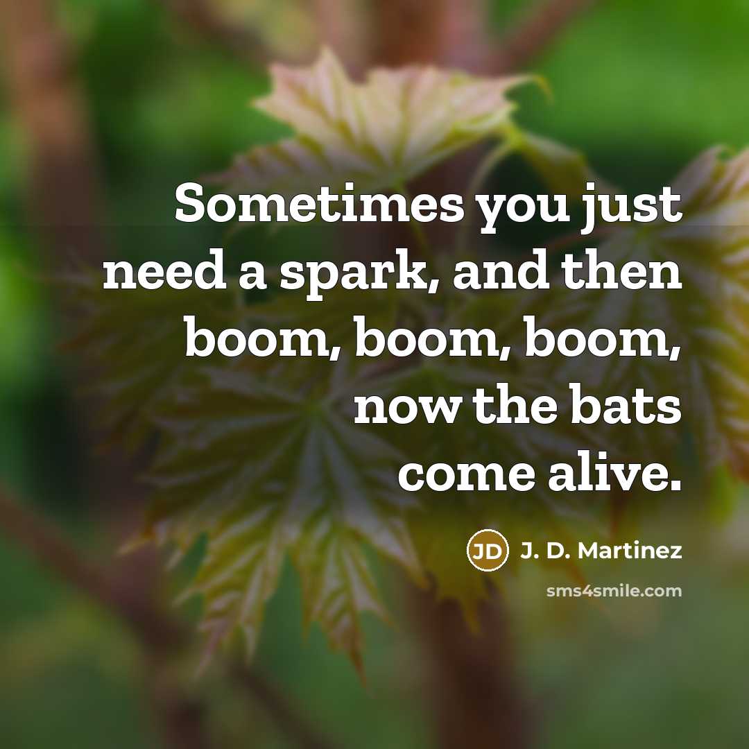 “Sometimes you just need a spark, and then boom, boom,…” quote by J. D. Martinez