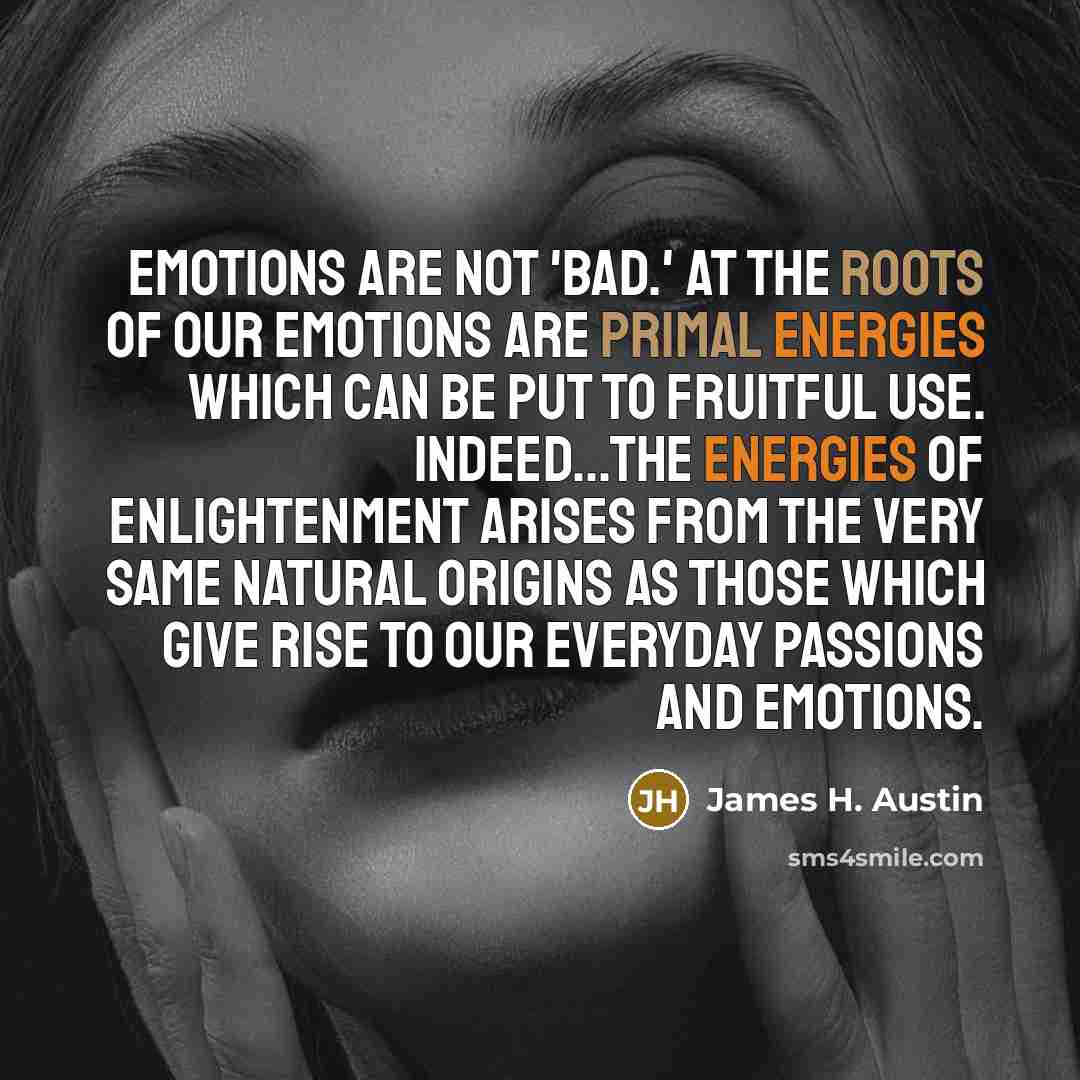 “Emotions are not 'bad.' At the roots of our emotions…” quote by James H. Austin