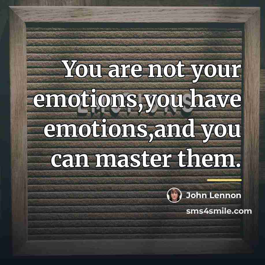 “You are not your emotions,you have emotions,and you can master…” quote by John Lennon