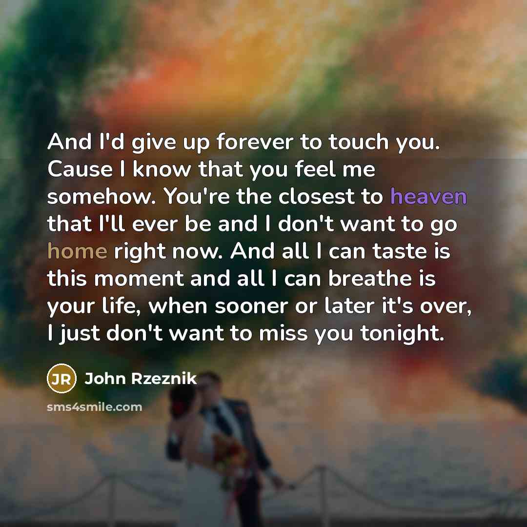 “And I'd give up forever to touch you. Cause I…” quote by John Rzeznik