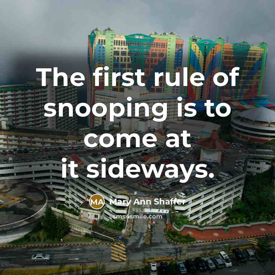 “The first rule of snooping is to come at it…” quote by Mary Ann Shaffer