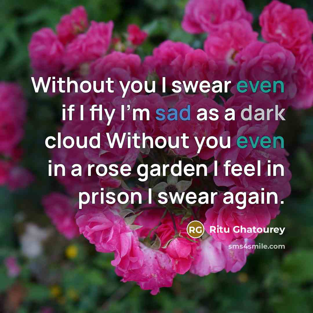 “Without you I swear even if I fly I'm sad…” quote by Ritu Ghatourey
