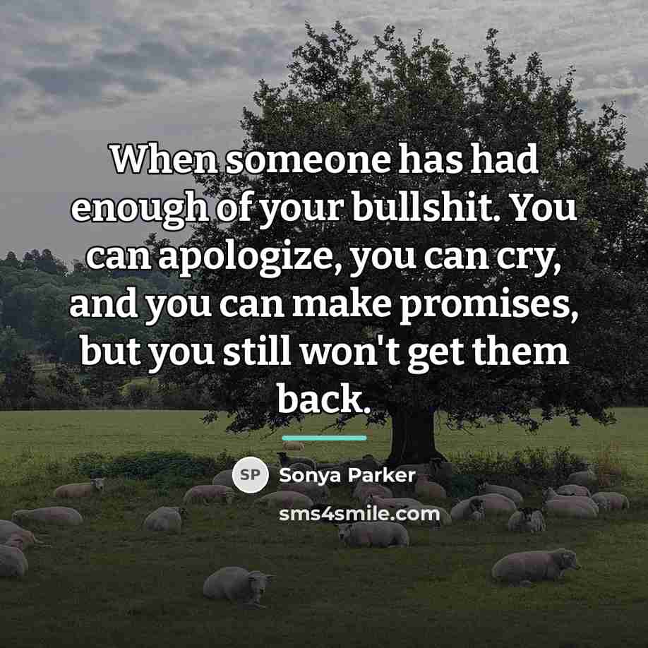 “When someone has had enough of your bullshit. You can…” quote by SONYA PARKER