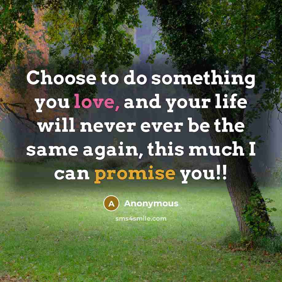 “Choose to do something you love, and your life will…” quote by Anonymous