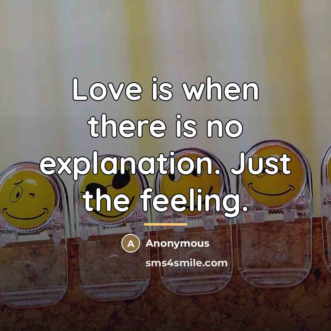“Love is when there is no explanation. Just the feeling.…” quote by Anonymous