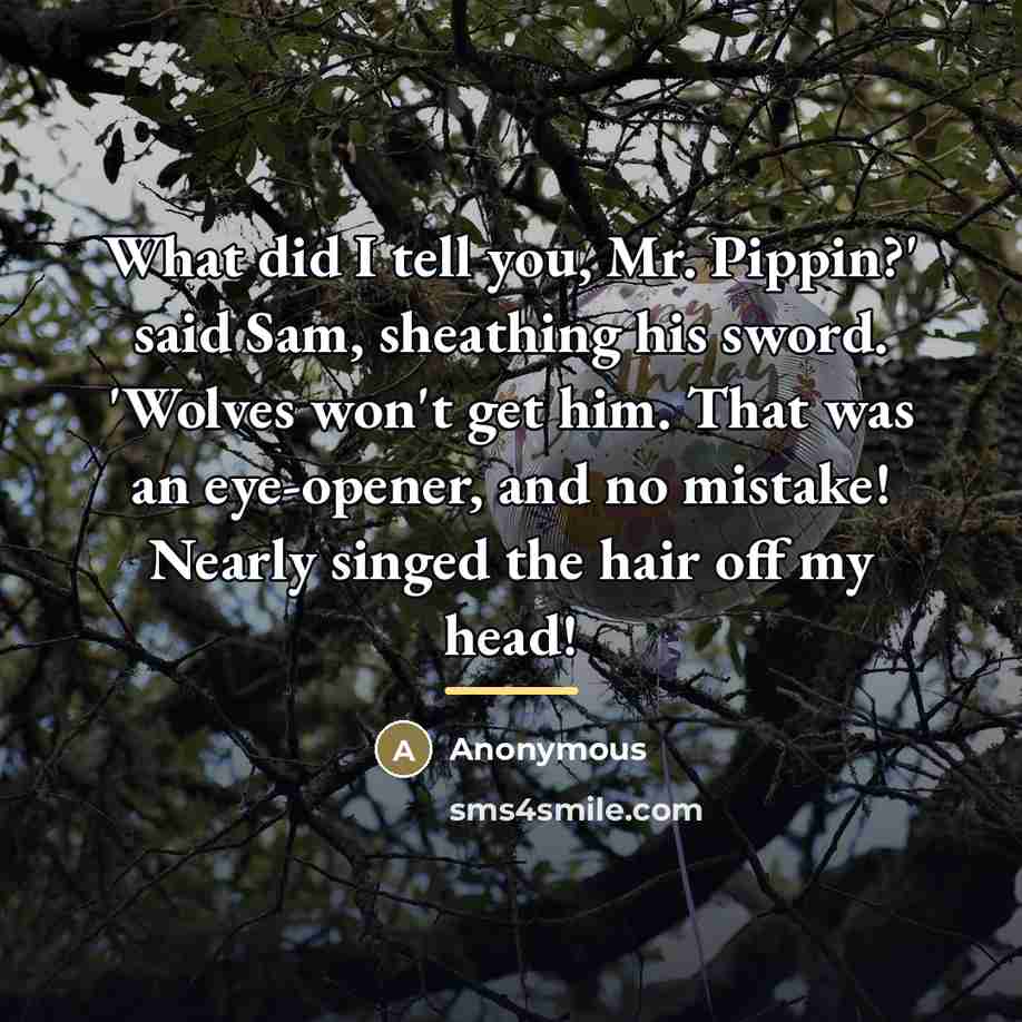 “What did I tell you, Mr. Pippin?' said Sam, sheathing…” quote by Anonymous