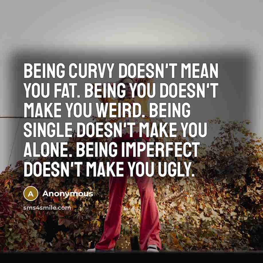 “Being CURVY doesn't mean you Fat. Being YOU doesn't make…” quote by Anonymous