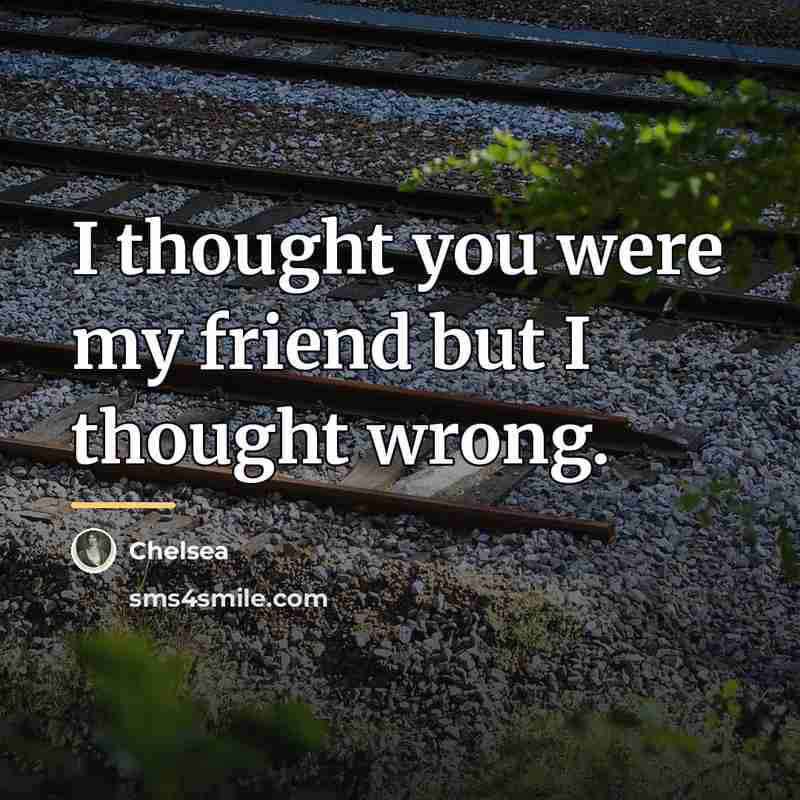 “I thought you were my friend but I thought wrong.…” quote by Chelsea