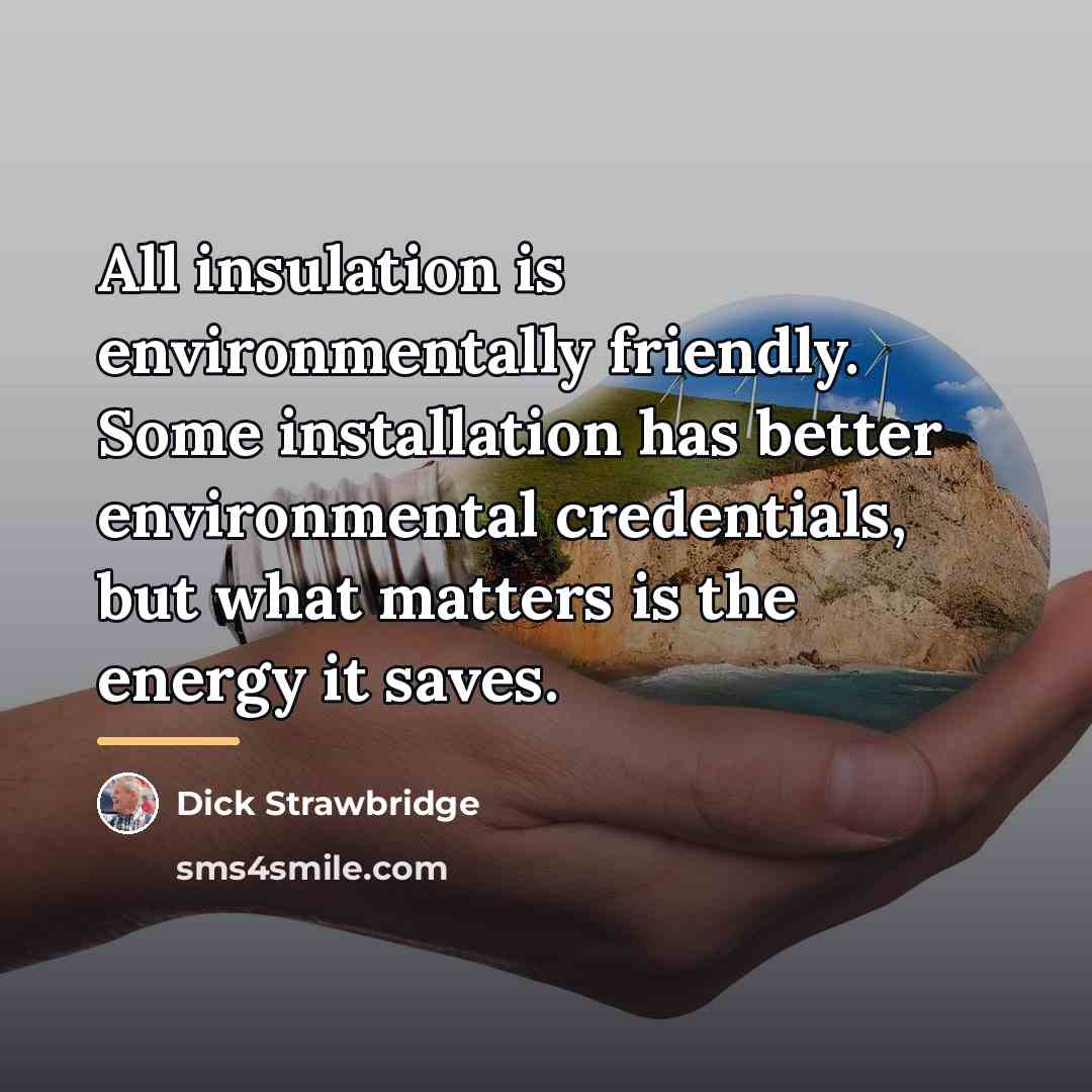 “All insulation is environmentally friendly. Some installation has better environmental…” quote by Dick Strawbridge
