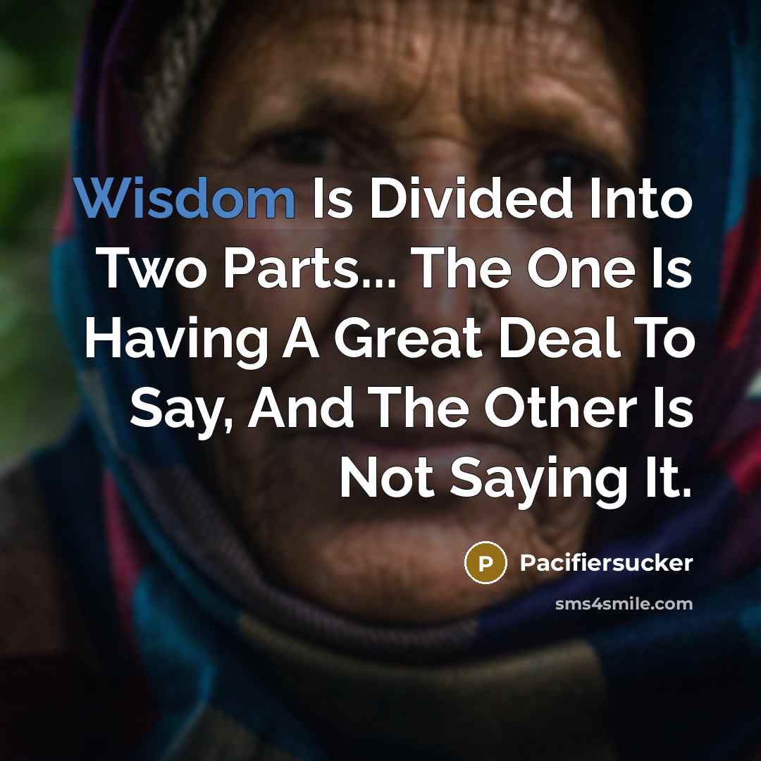 “Wisdom Is Divided Into Two Parts... The One Is Having…” quote by Pacifiersucker