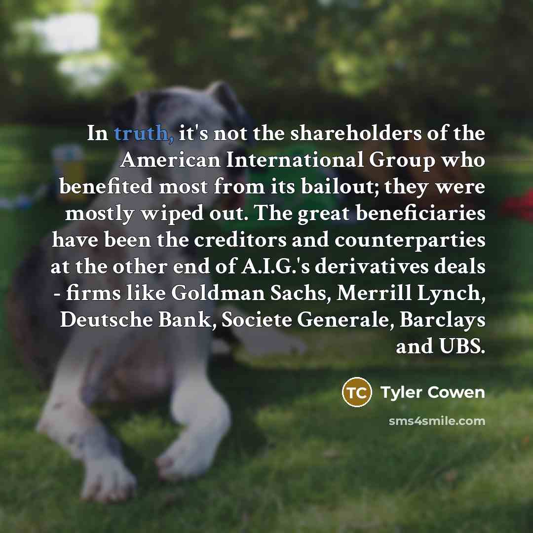 “In truth, it's not the shareholders of the American International…” quote by Tyler Cowen