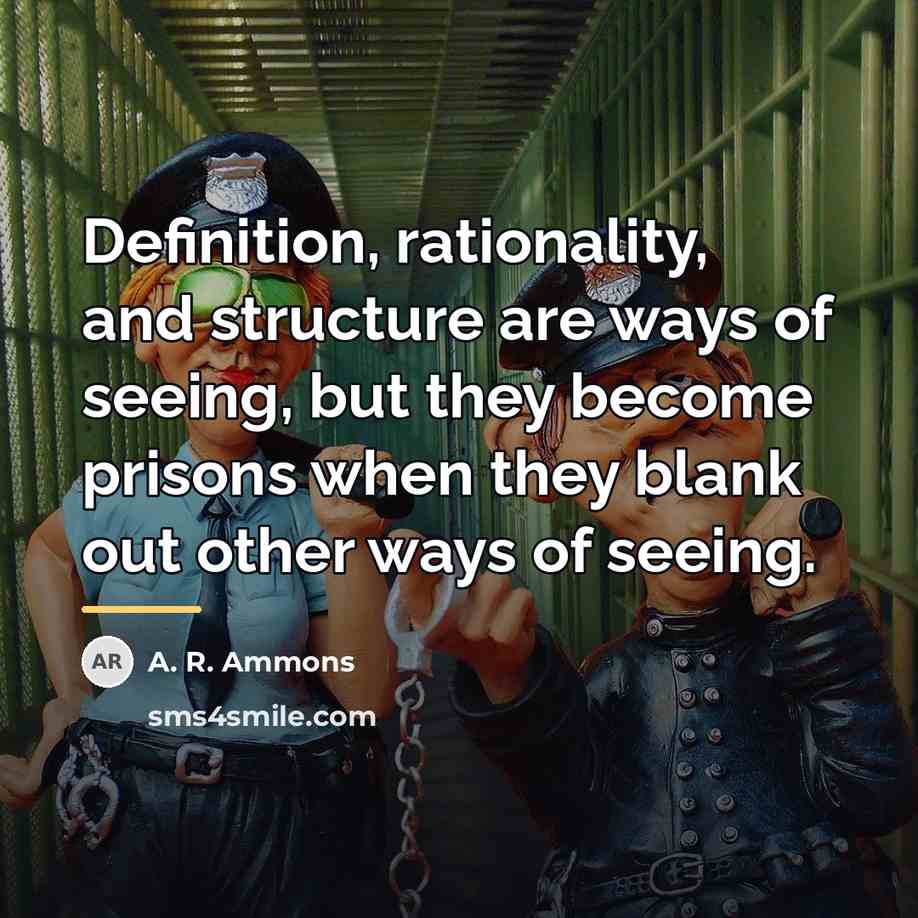 “Definition, rationality, and structure are ways of seeing, but they…” quote by A. R. Ammons