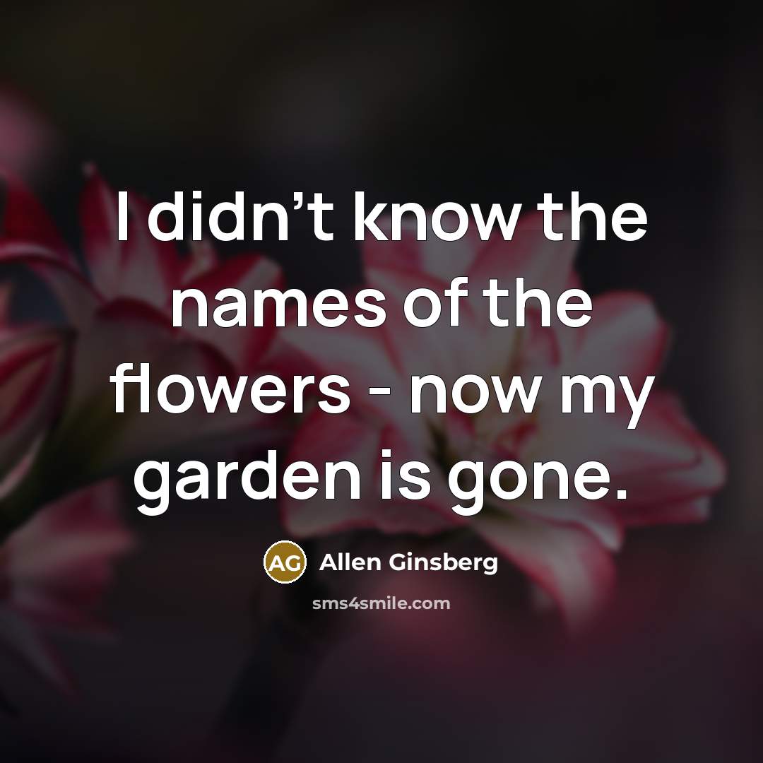 “I didn't know the names of the flowers - now…” quote by Allen Ginsberg