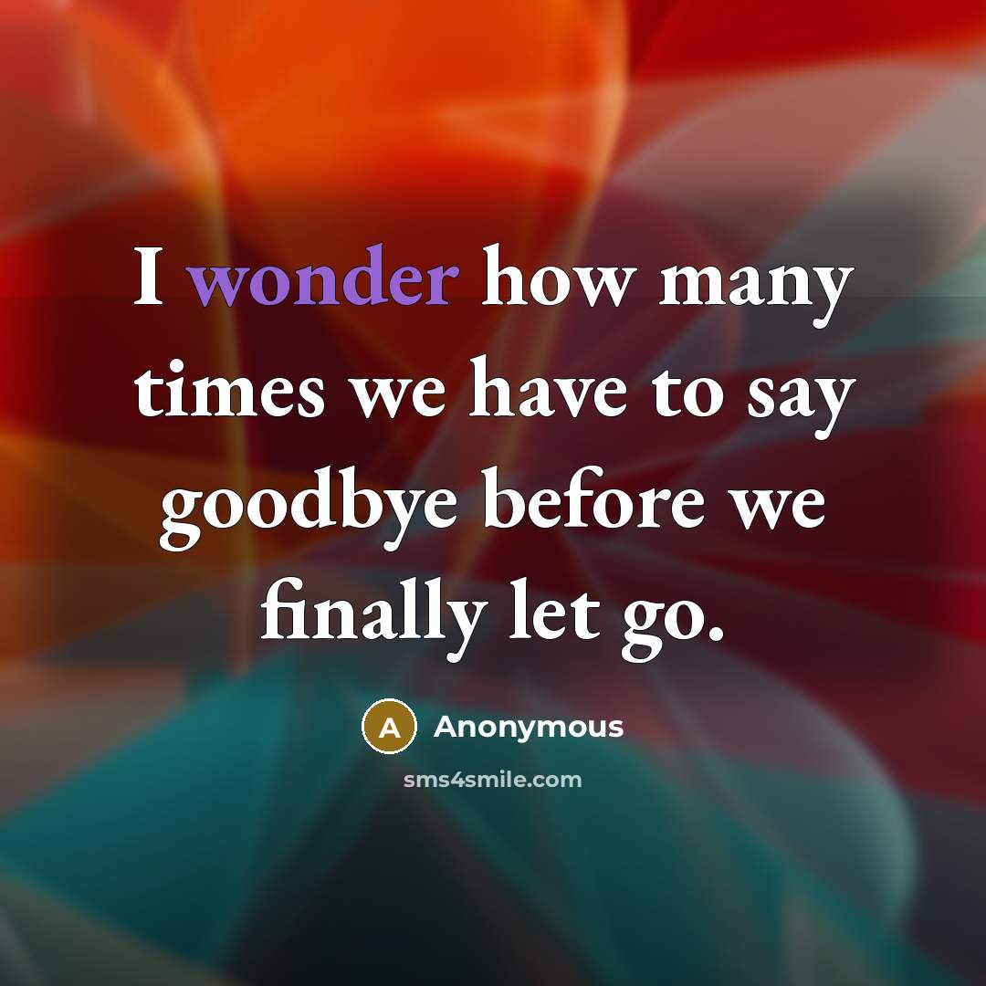 “I wonder how many times we have to say goodbye…” quote by Anonymous