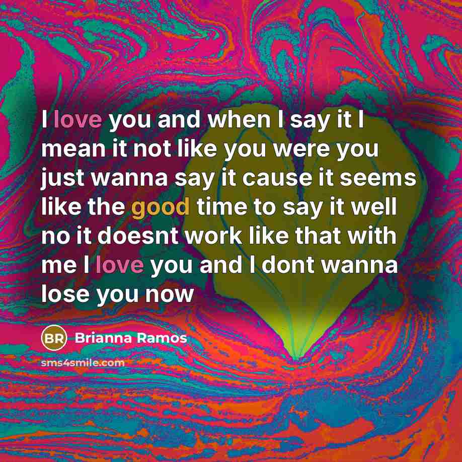 “I love you and when I say it I mean…” quote by Brianna Ramos