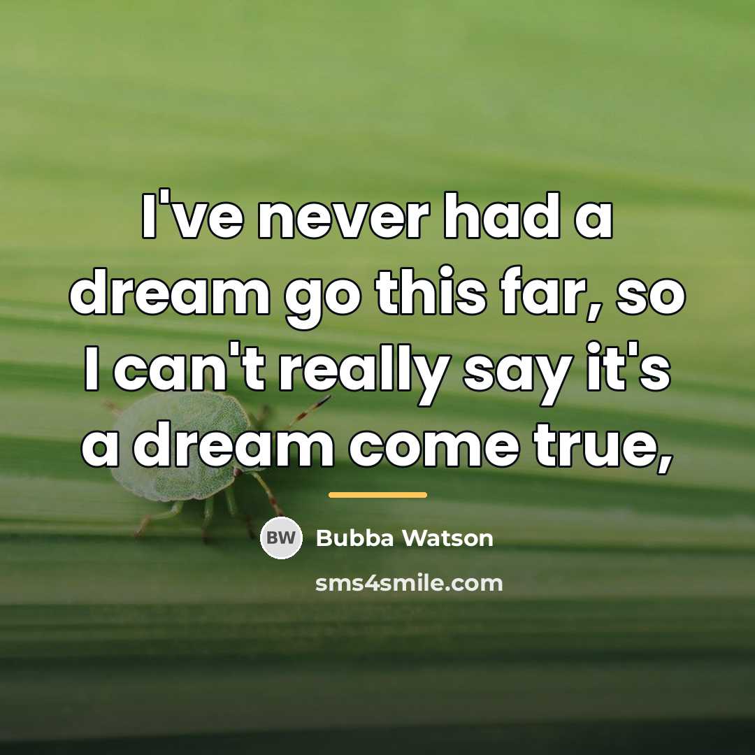 “I've never had a dream go this far, so I…” quote by Bubba Watson