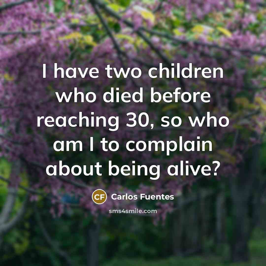 “I have two children who died before reaching 30, so…” quote by Carlos Fuentes