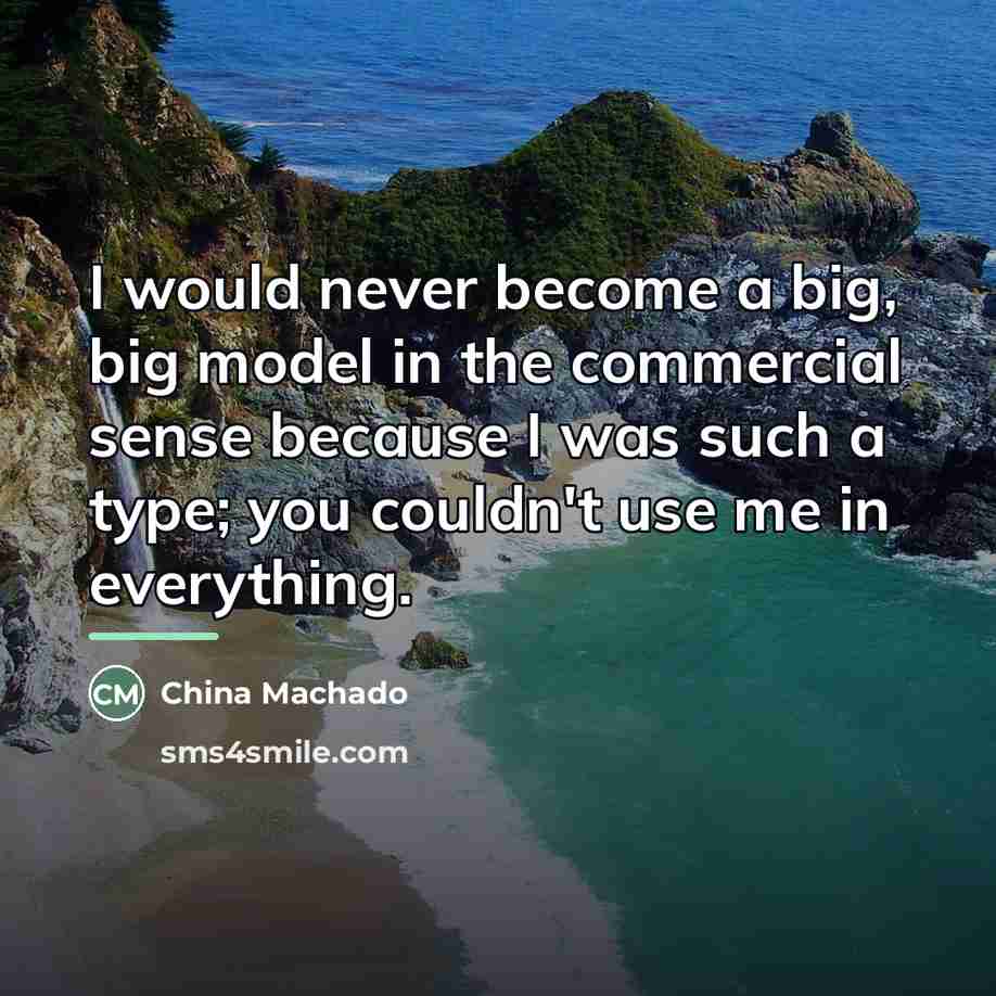 “I would never become a big, big model in the…” quote by China Machado