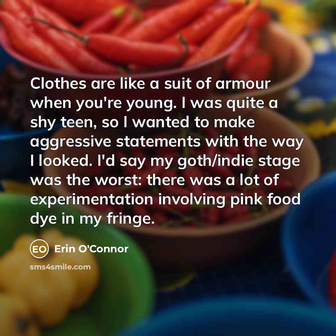 “Clothes are like a suit of armour when you're young.…” quote by Erin O'Connor