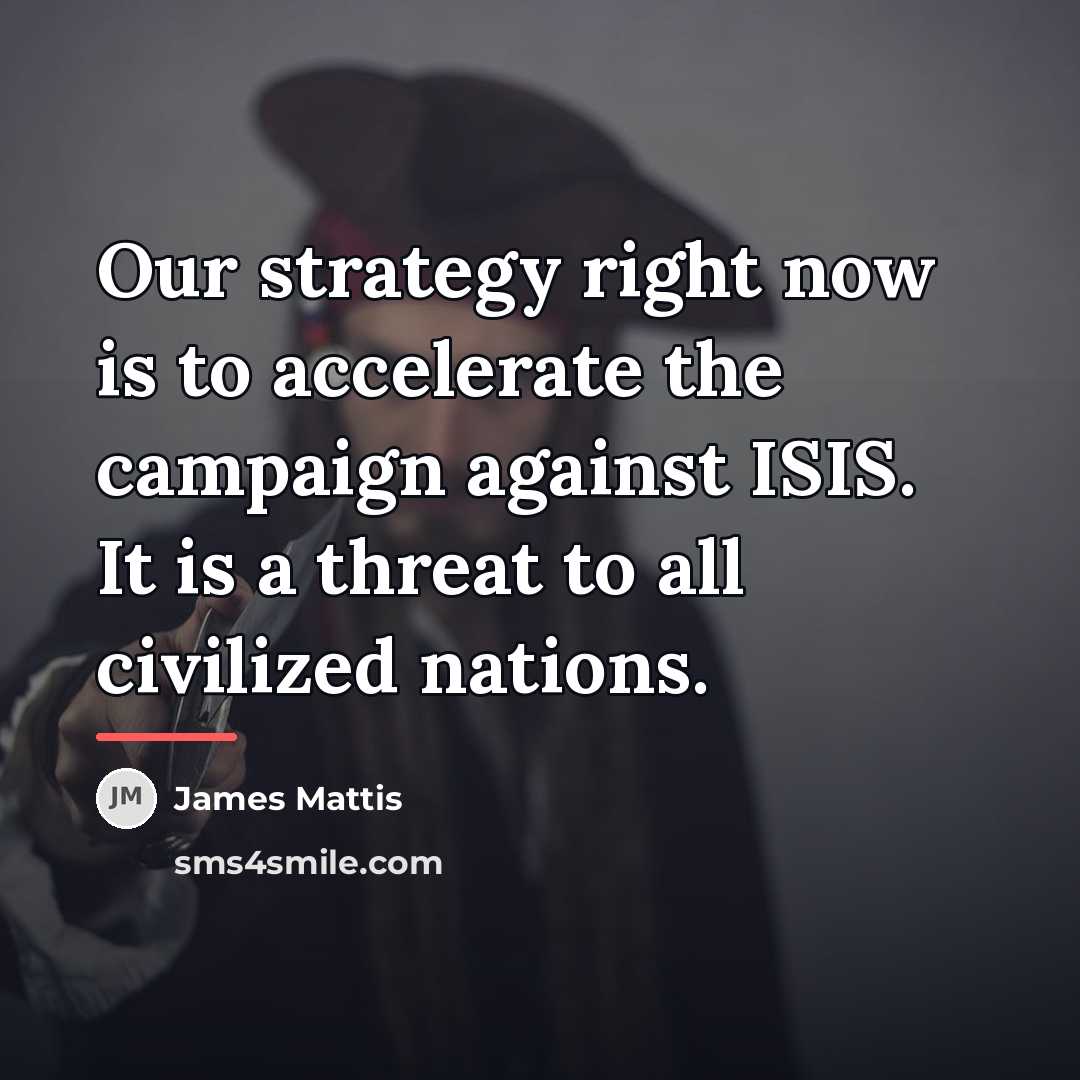 “Our strategy right now is to accelerate the campaign against…” quote by James Mattis