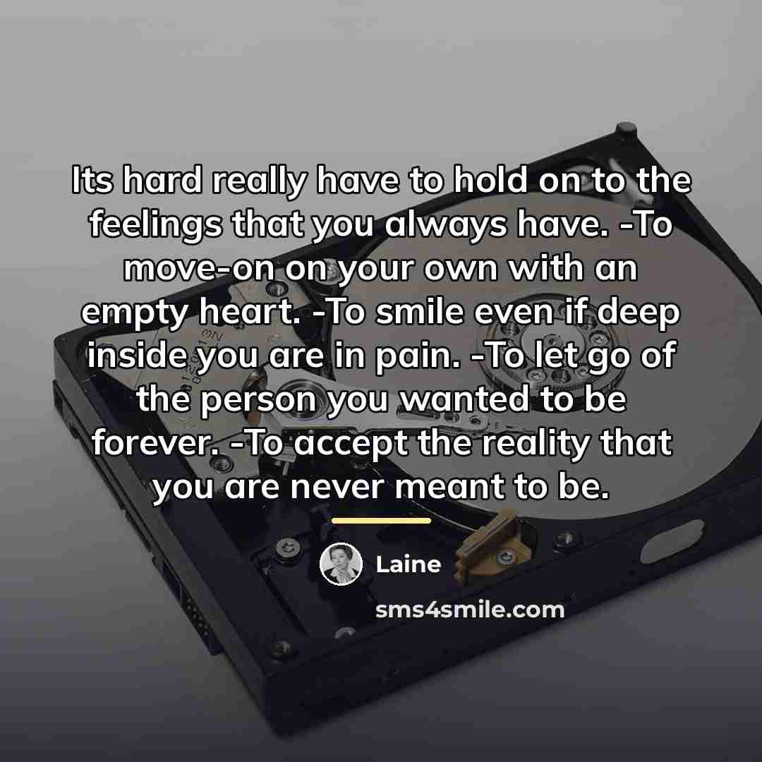 “Its hard really have to hold on to the feelings…” quote by Laine