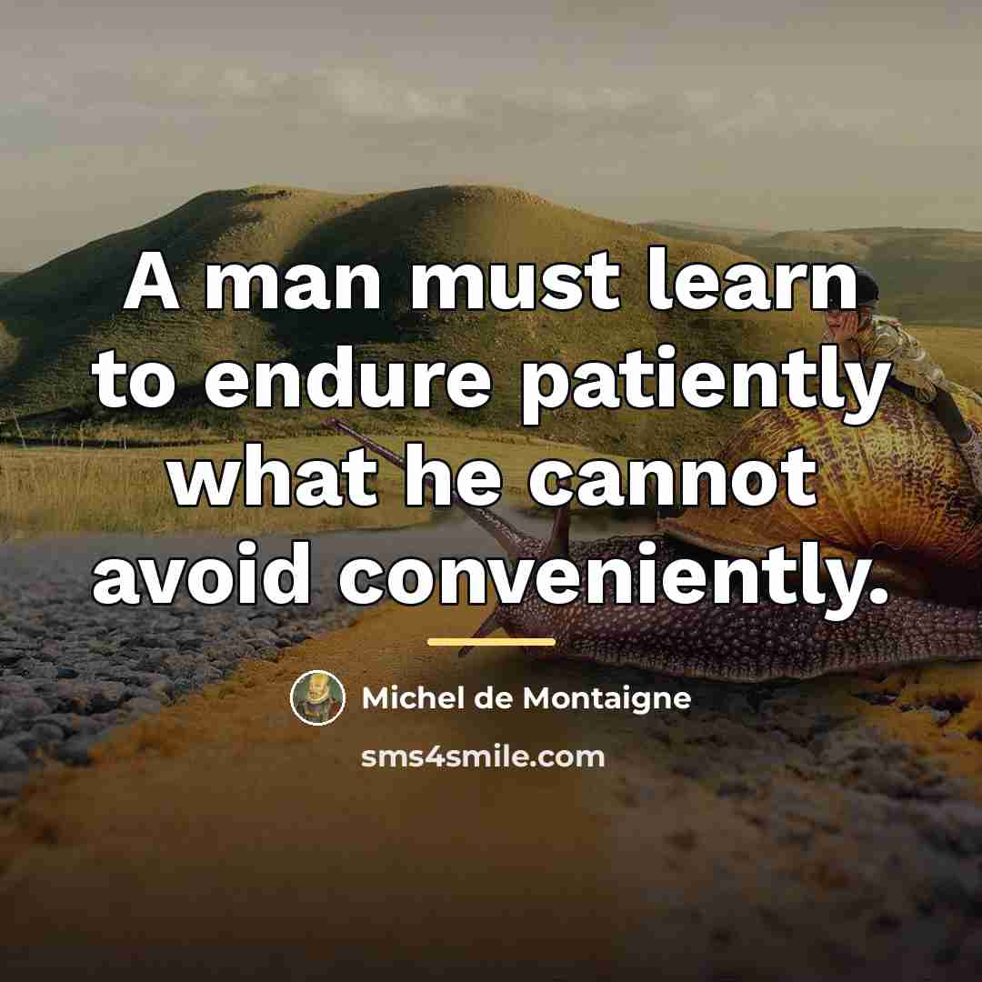 “A man must learn to endure patiently what he cannot…” quote by Michel de Montaigne