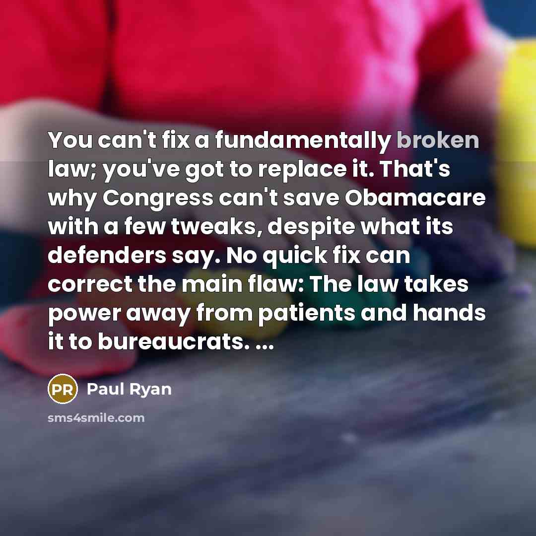 “You can't fix a fundamentally broken law; you've got to…” quote by Paul Ryan