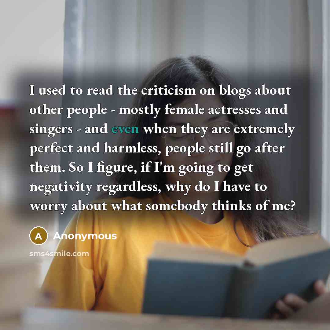 “I used to read the criticism on blogs about other…” quote by Anonymous