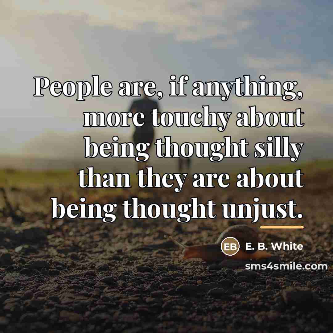“People are, if anything, more touchy about being thought silly…” quote by E. B. White