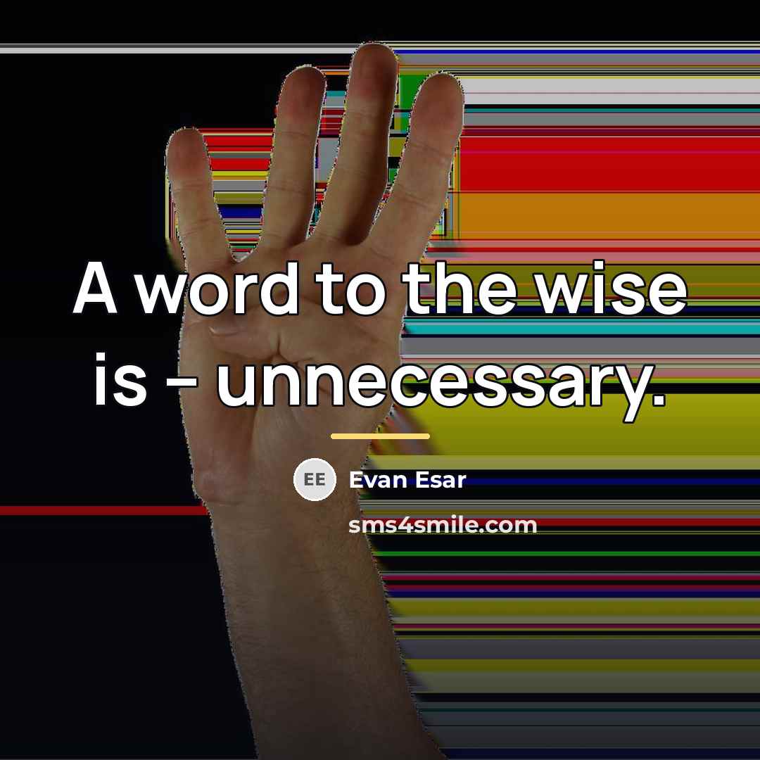 “A word to the wise is -- unnecessary.…” quote by Evan Esar